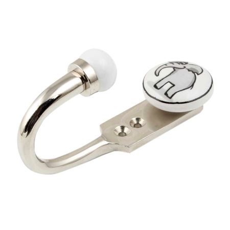 Grey Elephant Ceramic Flat Hook